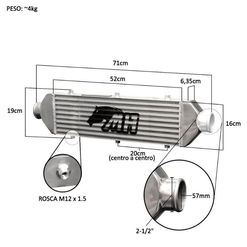 INTERCOOLER STREET 2-1/2 POLEGADAS PEQUENO