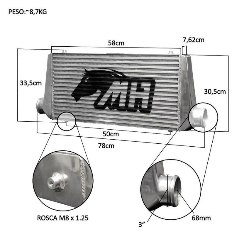 INTERCOOLER STREET 3 POLEGADAS GRANDE